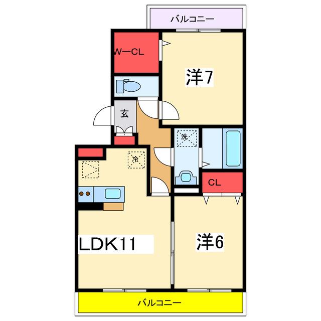 フェイバリッチ新和(2LDK/3階)の間取り写真