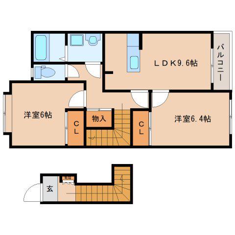 パステルコート(2LDK/2階)の間取り写真