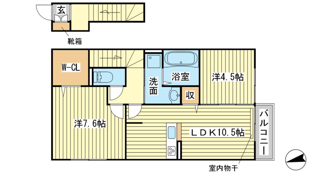 フォーリアA棟(2LDK/2階)の間取り写真
