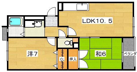 アルカディア(2LDK/3階)の間取り写真