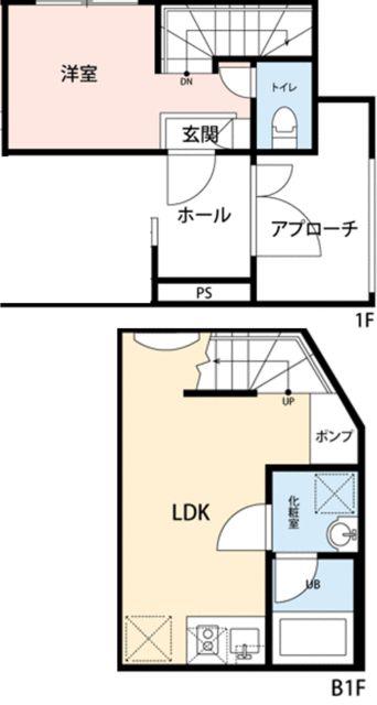 HERME YOYOGI OUEST(1LDK/地下階)の間取り写真
