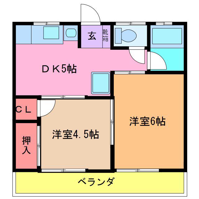 豊岡ハイツ(2DK/1階)の間取り写真