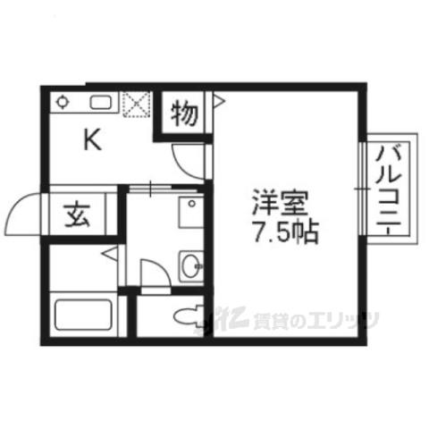 ノースヴィレッジⅢ(1K/2階)の間取り写真