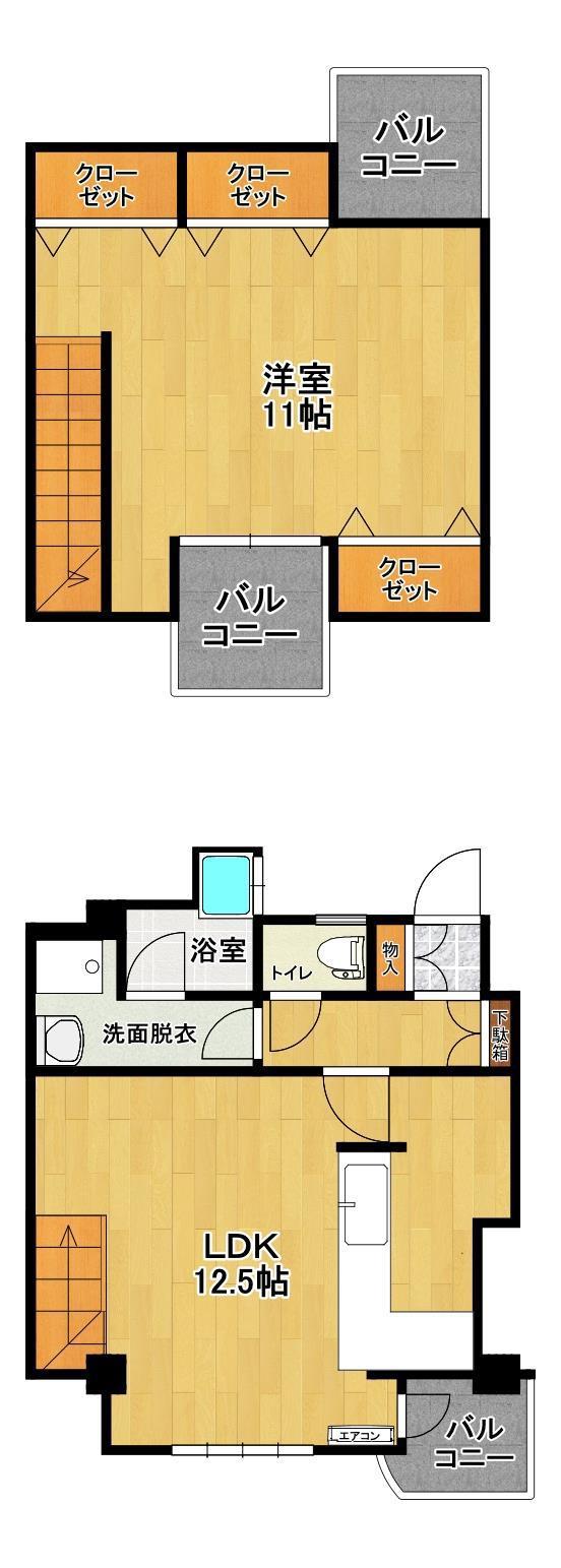 ピア・アピス(1LDK/2階)の間取り写真