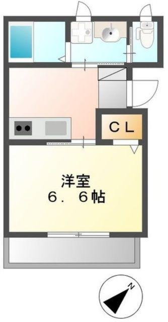 メゾンドラフィネ塩焼(1K/2階)の間取り写真