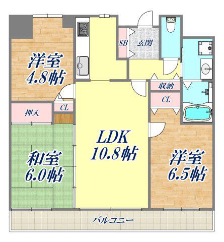 サニーパレスミツモト(3LDK/1階)の間取り写真