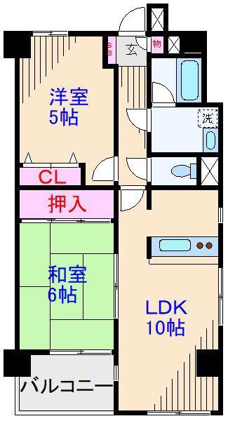 リバーサイド2(2LDK/4階)の間取り写真