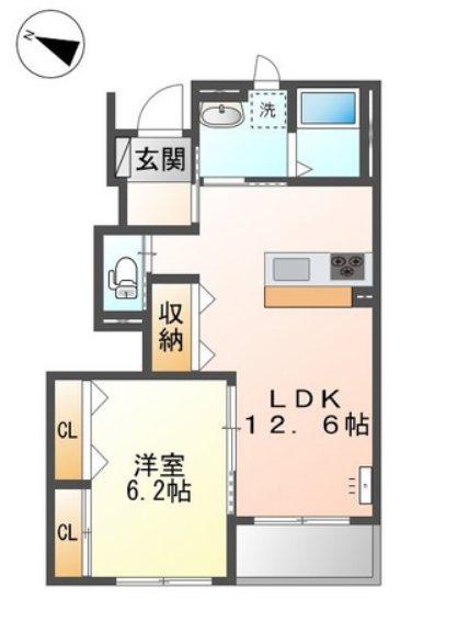 ファンタジア(1LDK/1階)の間取り写真