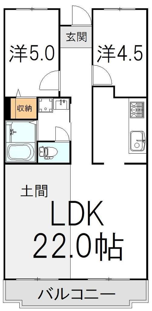 ガーデンフォレスト柏の葉キャンパス(2LDK/1階)の間取り写真