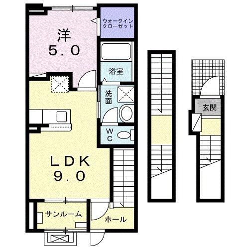レジデンス藤岡I(1LDK/3階)の間取り写真