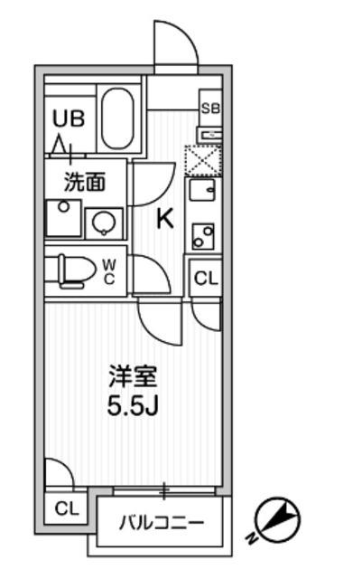 T′S CUOREお花茶屋(1K/3階)の間取り写真