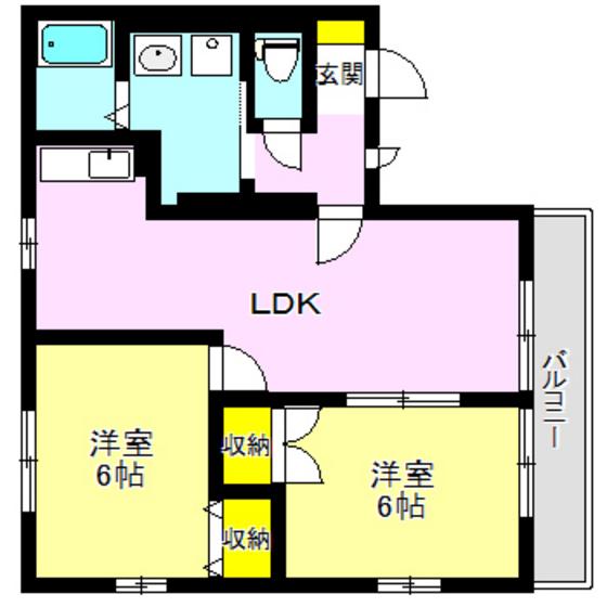 スプリングハイム(2LDK/2階)の間取り写真