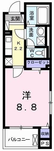 フローライト(1K/2階)の間取り写真