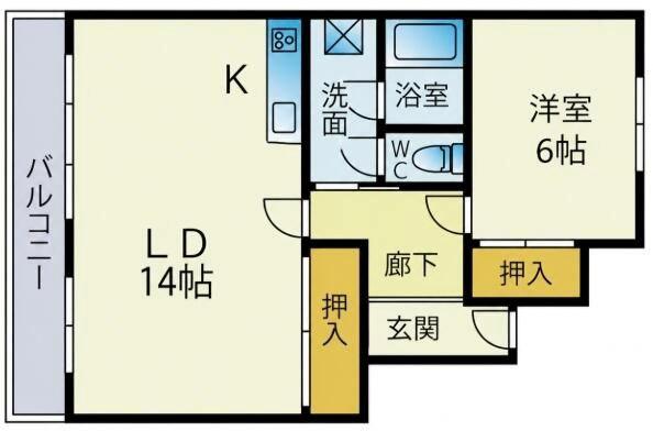 広尾セントラルハイツ(1LDK/6階)の間取り写真