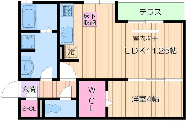 片岡マンションI(1LDK/1階)の間取り写真