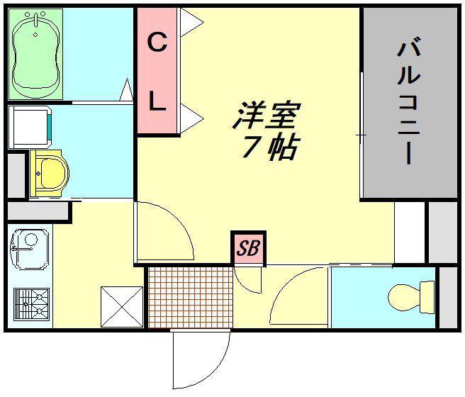 Dアヴァンス蒲生(1K/1階)の間取り写真
