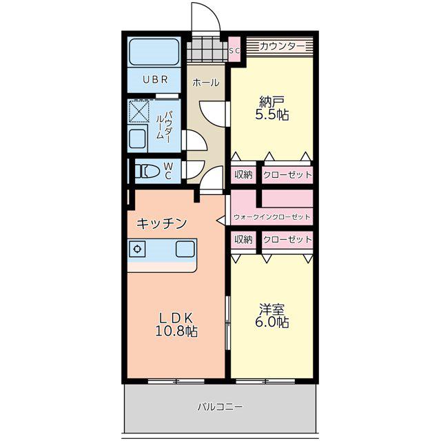 サンクエクラ(2LDK/3階)の間取り写真