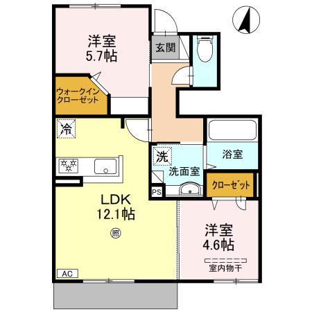 ラナンキュラス(2LDK/1階)の間取り写真