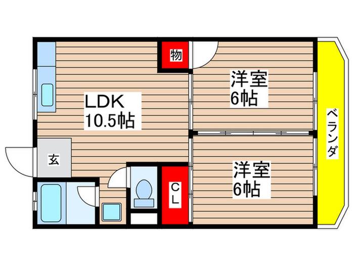 メゾン汐路(2LDK/3階)の間取り写真