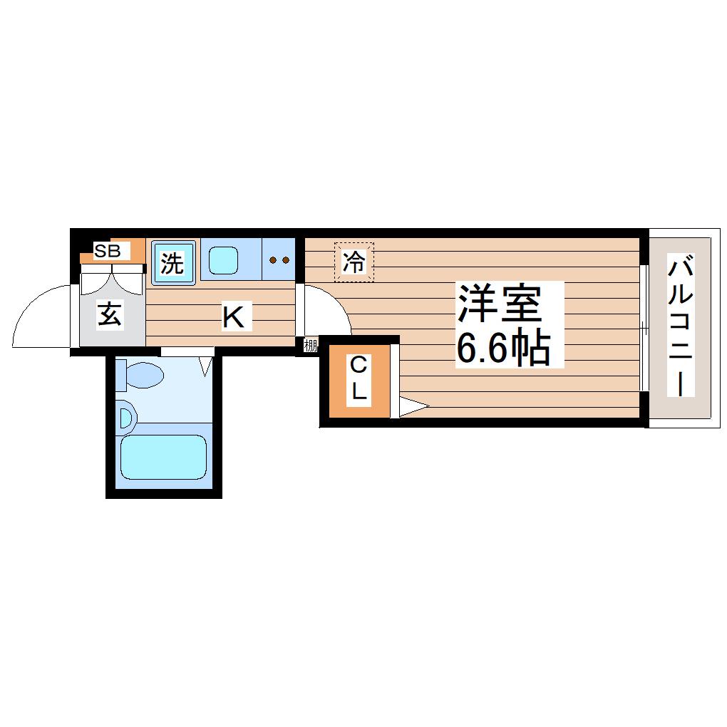 グレースタウン仙台II(1K/5階)の間取り写真