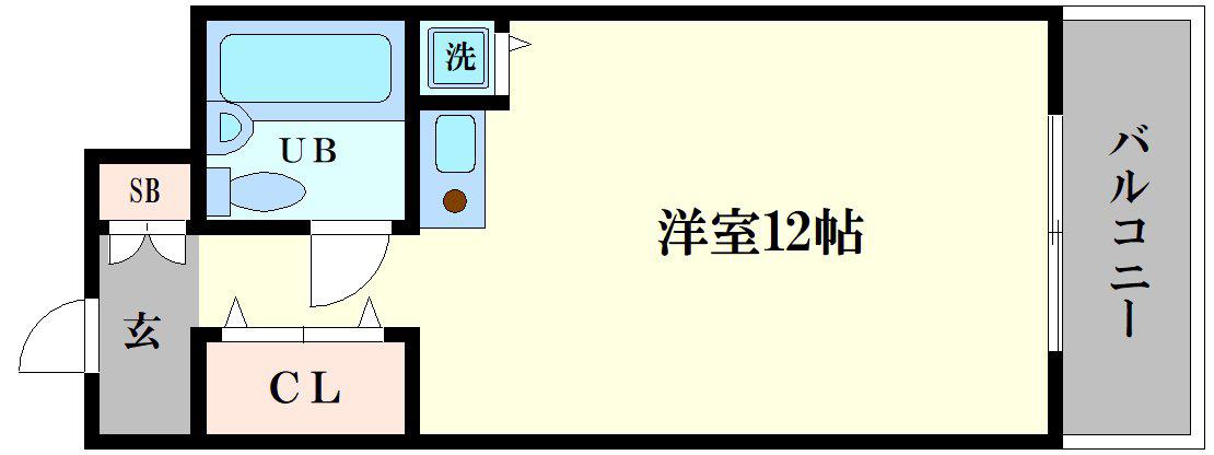 ライオンズマンション難波南第2(ワンルーム/6階)の間取り写真
