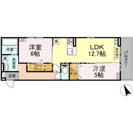GRAND D-ROOM平芝(2LDK/2階)の間取り写真
