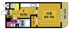 ウエストコート中ノ原II(1K/1階)の間取り写真