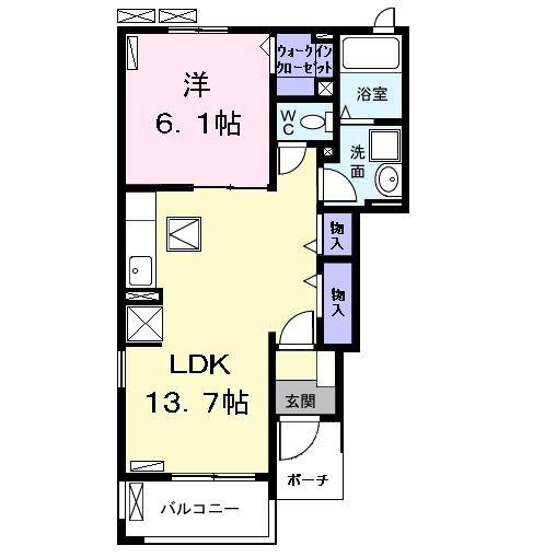 秋和ハイツ(1LDK/1階)の間取り写真