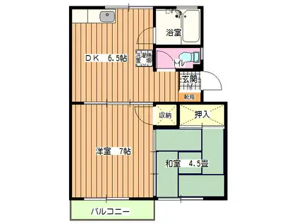 あかしやハイツ(2DK/2階)の間取り写真