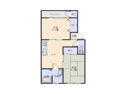 グレースフルシティ東根(2DK/1階)の間取り写真