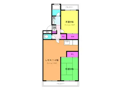 ユーベルハイム(2LDK/3階)の間取り写真