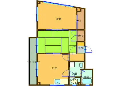 フリーダムA(2DK/1階)の間取り写真
