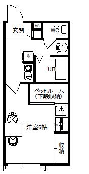 ヴィクトワール(1K/1階)の間取り写真