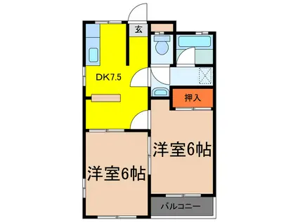 笠原ハイツ(2DK/1階)の間取り写真