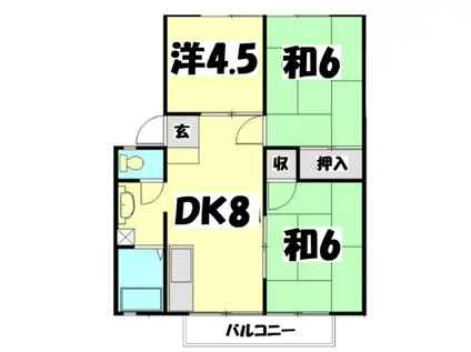 コズミックシティ宮沢第一C(3DK/2階)の間取り写真
