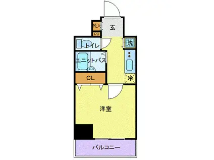 スカイコートヴィーダ五反田ウエスト(1K/6階)の間取り写真