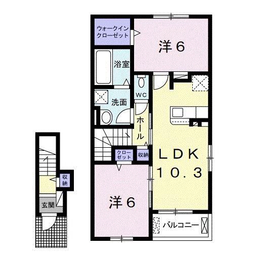 スカイプラネットII(2LDK/2階)の間取り写真