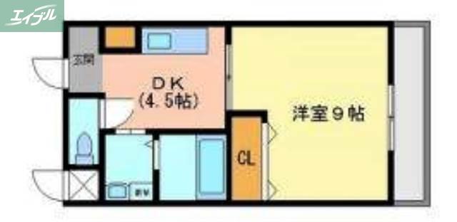 コザックス(1DK/3階)の間取り写真