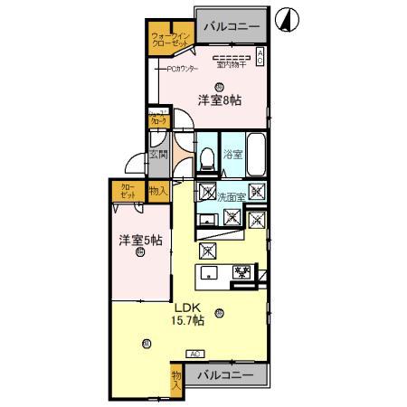 D-ROOM和歌山黒田(2LDK/1階)の間取り写真