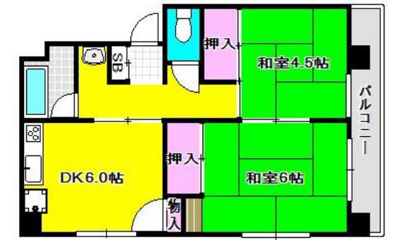睦マンション(2DK/4階)の間取り写真