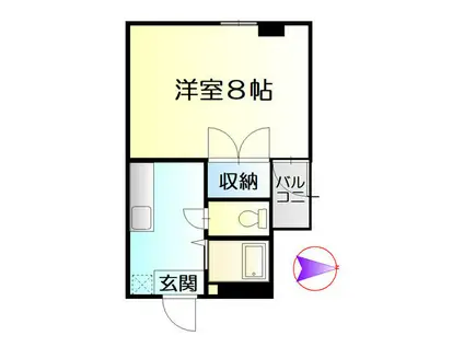 ベルトピアII住吉(1K/3階)の間取り写真