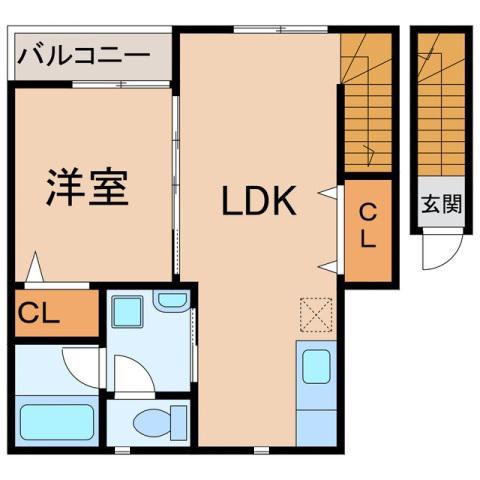 TJ松島C(1LDK/2階)の間取り写真