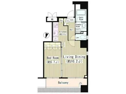 クリアウォータ芝(1LDK/9階)の間取り写真