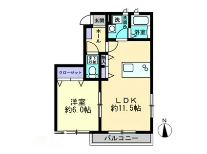 ベルリード一忠 II(1LDK/1階)の間取り写真