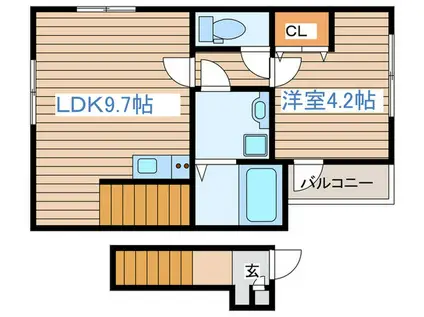 プライムヒルズ(1LDK/2階)の間取り写真