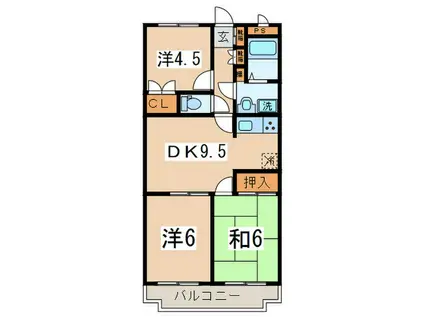 グランドソレーユ座間(3DK/2階)の間取り写真