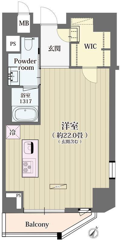 シュトラーレ神山町(ワンルーム/8階)の間取り写真