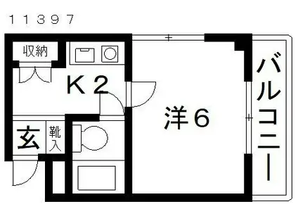 リバティーコート(1K/3階)の間取り写真