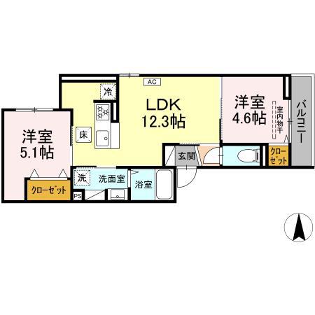 CIELMER湘南(2LDK/2階)の間取り写真