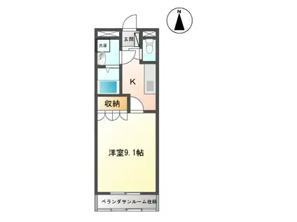 アグレストI(1K/1階)の間取り写真